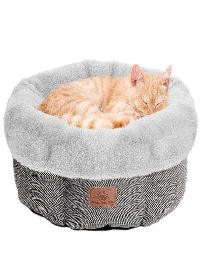 WINDRACING Cat Beds for Indoor Cats,Kitten Bed,Dog Bed for Extra Small Dogs Breeds,Puppy Kennel Bed, Comfy Durable Pet Sleeping Bed, Washable Roun Cat Bed & Non-Slip Bottom, Size 18"L x 18"W x 7.5"Th - Image 1